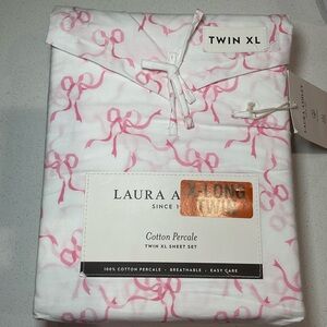 Pink Ribbon Bow Sheet Set Laura Ashley | Twin XL set - VIRAL